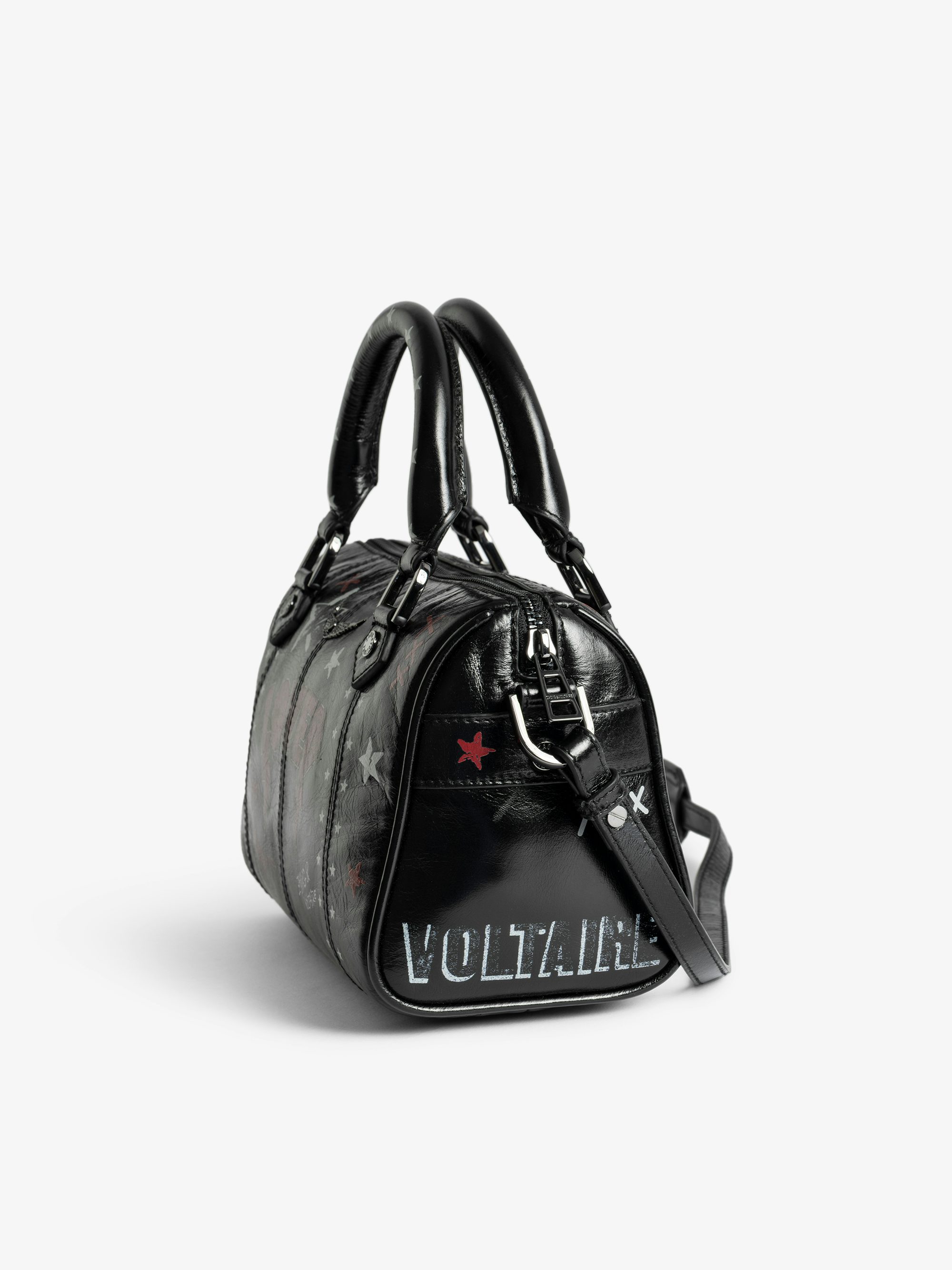 Sunny XS Punk Bag - Mini bag in patent leather with vintage effect, punk tag, adjustable shoulder strap and wings signature.